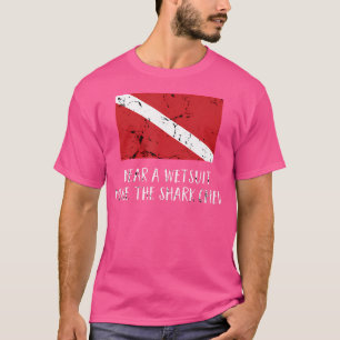 T-shirt Drôle Drapeau Plongée Drapeau Plongée Scuba Shark