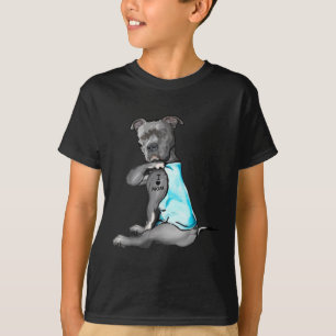 T-shirt Drôle Drôle Cadeaux Chien Pitbull I Love Maman Tat