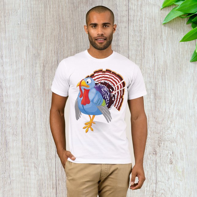 T-shirt Drôle Drôle Carton Bleu Turquie avec des plumes pa (Créateur téléchargé)