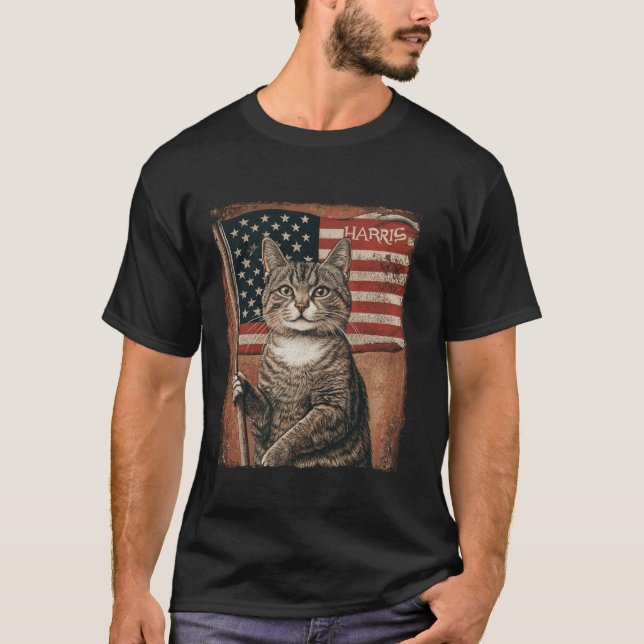 T-shirt Drôle Drôle Chat Dames Sans Enfant Pour Harris 202 (Devant)