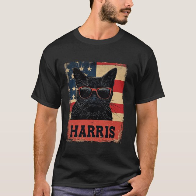 T-shirt Drôle Drôle Chat Dames Sans Enfant Pour Harris 202 (Devant)