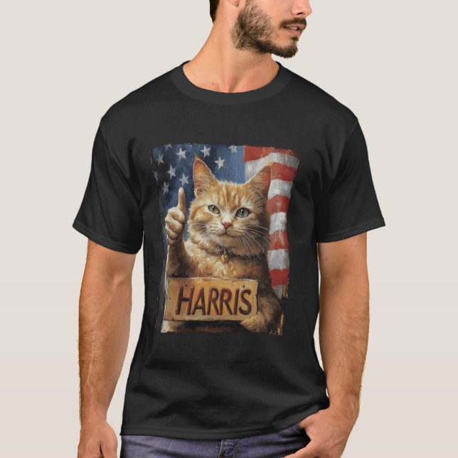 T-shirt Drôle Drôle Chat Dames Sans Enfant Pour Harris 202 (Devant)