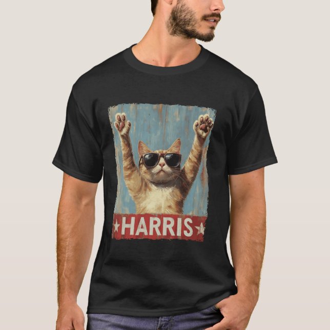 T-shirt Drôle Drôle Chat Dames Sans Enfant Pour Harris 202 (Devant)