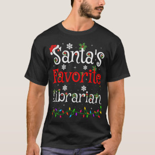 T-shirt Drôle Éclairage de Noël Père Noël favori Bibliothé