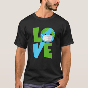 T-shirt Drôle Ecologiste Masque Visage Happy Love Earth
