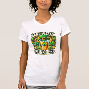 T-shirt Drôle Économisez De L'Eau Boire Bière Irlandais