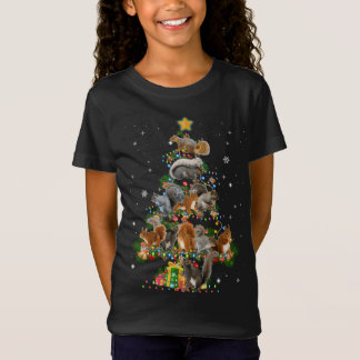 T-Shirt Drôle Écureuil Chien de Noël Arbre d'Écureuil Love