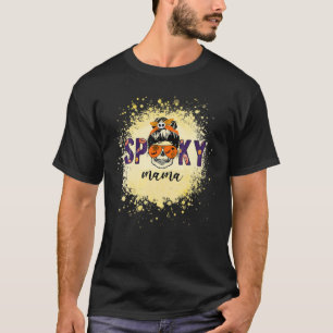 T-shirt Drôle Éffrayant Mama Messy Skull Maman Leopard Wit