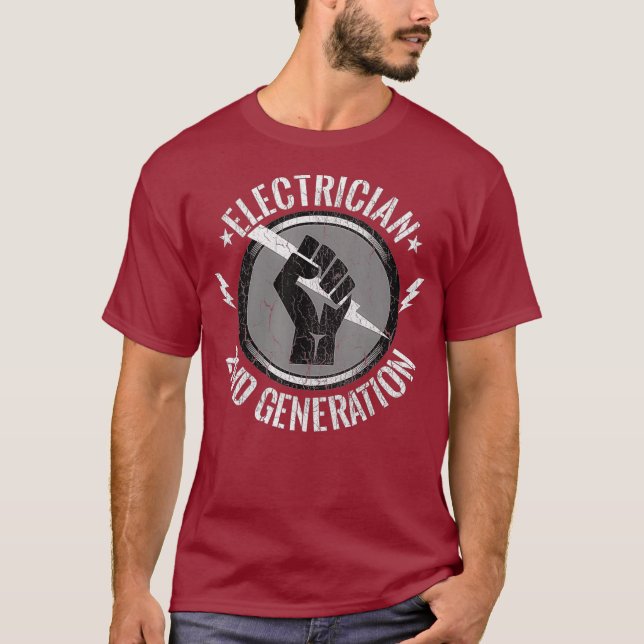 T-shirt Drôle Electricien Vintage 2e génération Cadeaux (Devant)