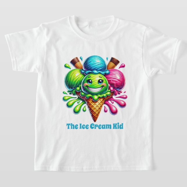 T-shirt Drôle enfant crème glacée ajouter du texte (Poser)