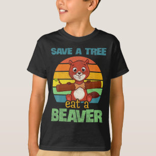 T-shirt Drôle Épargnez L'Arbre Mangez Le Castor Pour Avion