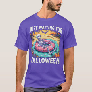 T-shirt Drôle Été 2025 Squelette Éffrayant En Attente