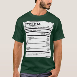 T-shirt Drôle Étiquette alimentaire Ingrédients féminins C