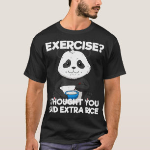 T-shirt Drôle exercice Etra Rice Panda Formation Lazy Wo