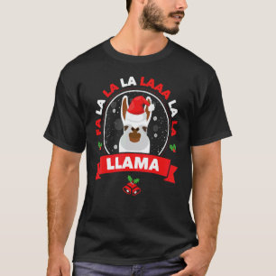 T-shirt Drôle Fa La La Lama Renne Santa Belle Noël