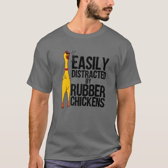 T-shirt Drôle facile distrait en caoutchouc Cool cadeau de (Devant)