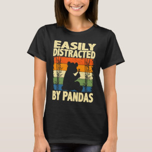 T-shirt Drôle Facilement Distrait Par Les Pandas, Mignonne