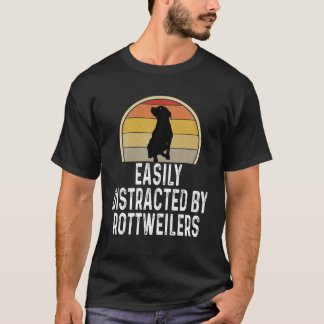 T-shirt Drôle Facilement Distrait Par Rottweilers Rottweil