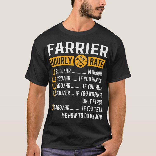 T-shirt Drôle Farrier Cadeaux Farrier Taux horaire (Devant)