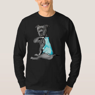T-shirt Drôle Femme Chien Pitbull I Love Maman Tattoo