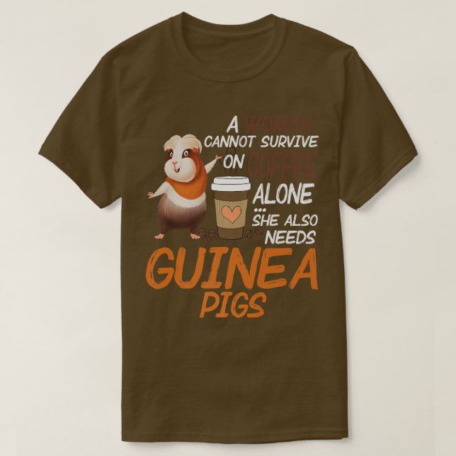 T-shirt Drôle Femmes Guinée Cochons Café Lover Cadeau Caff (Design devant)