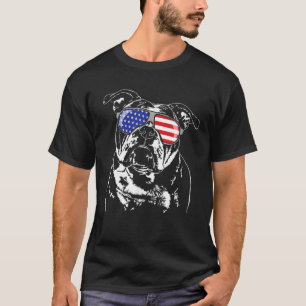 T-shirt Drôle Fier Vieux Anglais Bulldog drapeau Américain
