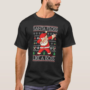 T-shirt Drôle Floss Noël Comme Un Boss Père Noël Floss San