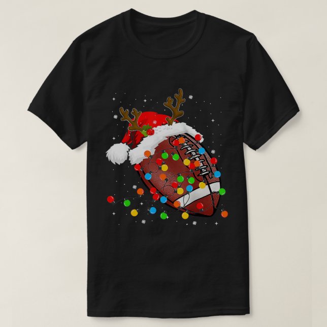 T-shirt Drôle Football Reindeer Santa Hat Noël hiver (Design devant)