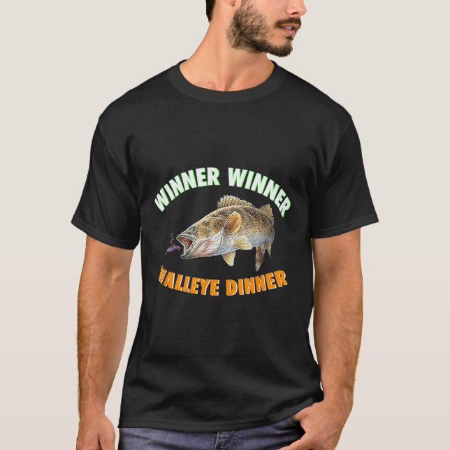 T-shirt Drôle gagnant pêche Walleye Diner Poisson Fr (Devant)