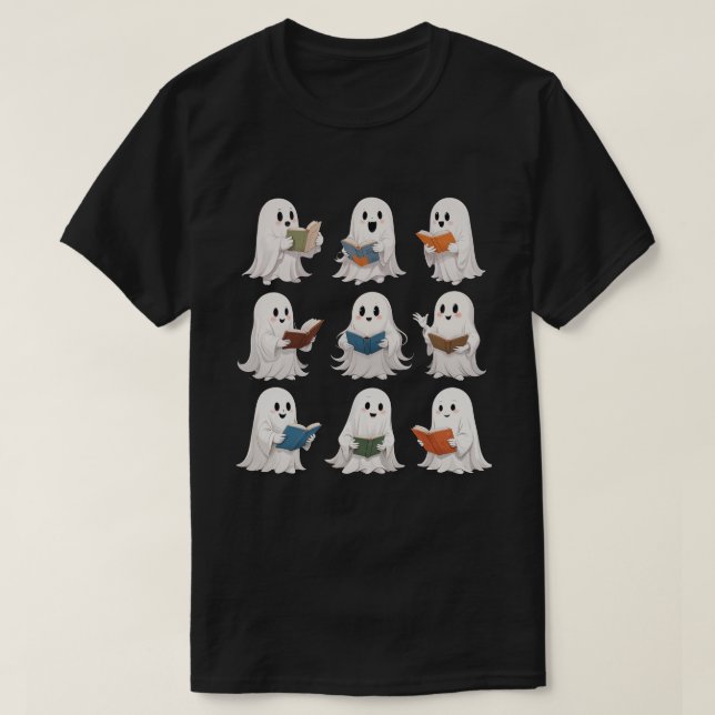 T-shirt Drôle Ghost Livre Lecture Halloween Livres Lover (Design devant)