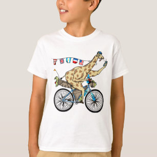 T-shirt Drôle girafe vélo