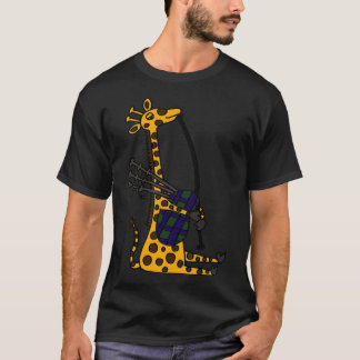 T-shirt Drôle Giraffe Cool Jouer des Bagpipes Classique T-