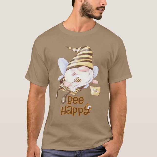 T-shirt Drôle Gnome d'abeille avec seau de miel (Devant)