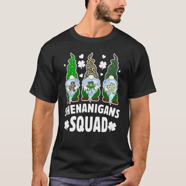T-shirt Drôle Gnome Shenanigans Squad St patrick Shamrock (Devant)