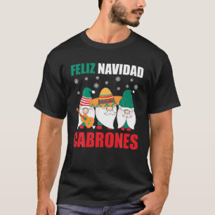 T-shirt Drôle Gnomes de Noël mexicain Feliz Navidad Cabr