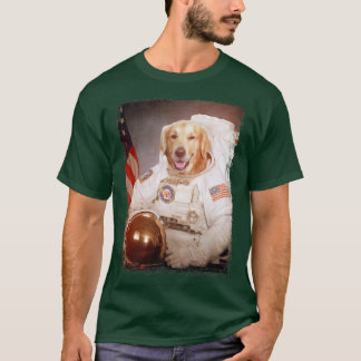 T-shirt Drôle Golden Retriever Astronaut mission spatiale 