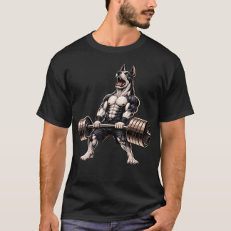 T-shirt Drôle Grand Danois Soulève des Poids Gym Entraînem