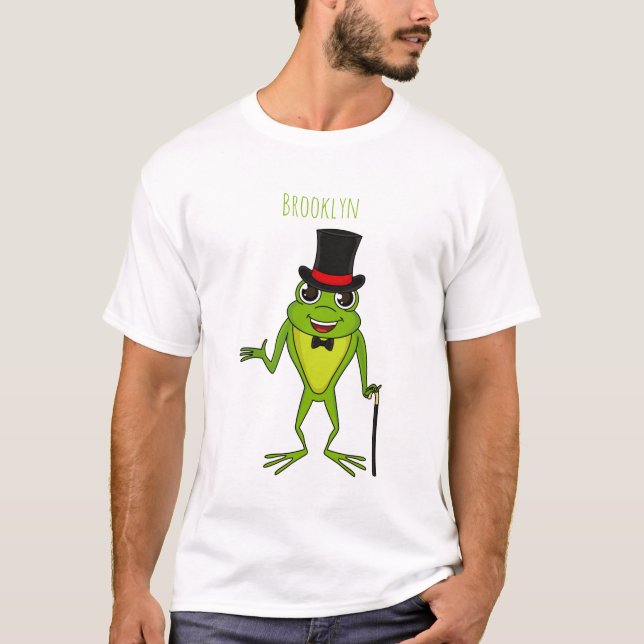T-shirt Drôle grenouille avec chapeau dessus dessin animé (Devant)