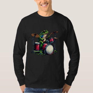 T-shirt Drôle grenouille caricaturale jouer aux tambours