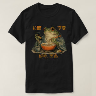 T-shirt Drôle Grenouille Grognon Mange Ramen et Fait Défil