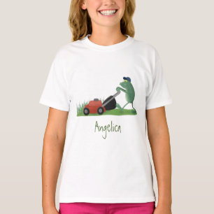 T-shirt Drôle grenouille verte tondre la pelouse dessin