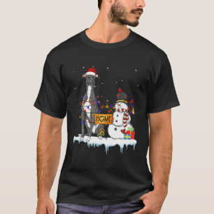 T-shirt Drôle Greyhound Chien Noël Snowman lumières de Noë