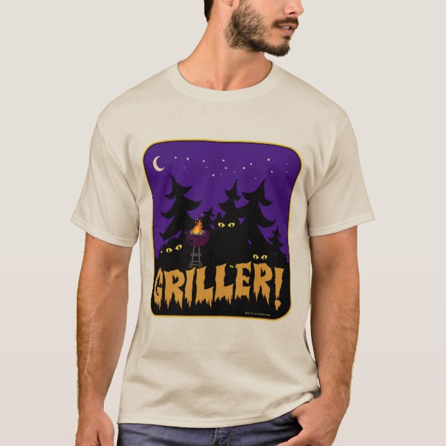 T-shirt Drôle Griller BBQ Horreur thème dessin de dessin T (Devant)