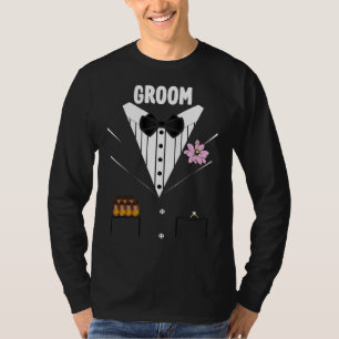 T-shirt Drôle Groom Tuxedo Avec Cigars et Anneau Pour Mari