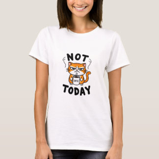 T-shirt Drôle Grumpy Orange et blanc Tabby Cat