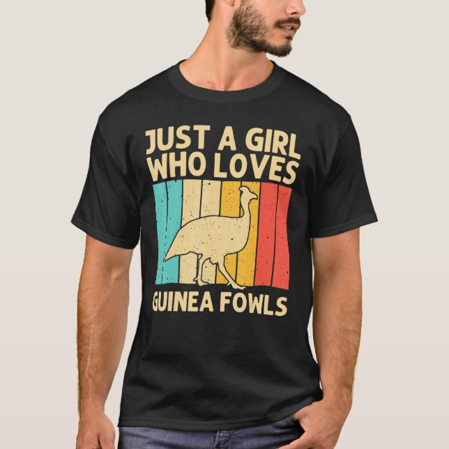 T-shirt Drôle Guinée Fowl Pour Les Filles Oiseaux Poulet F (Devant)