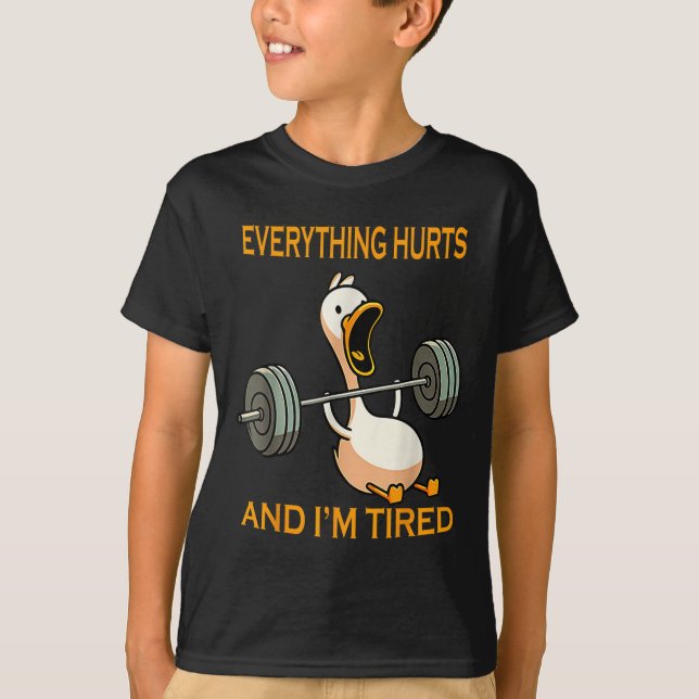 T-shirt Drôle Gym Duck Citer Tout Mal Et Je Suis Fatigué (Devant)