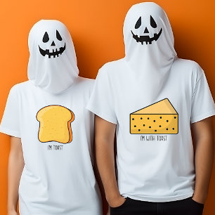 T-shirt Drôle Halloween cheesy Je suis avec des couples to