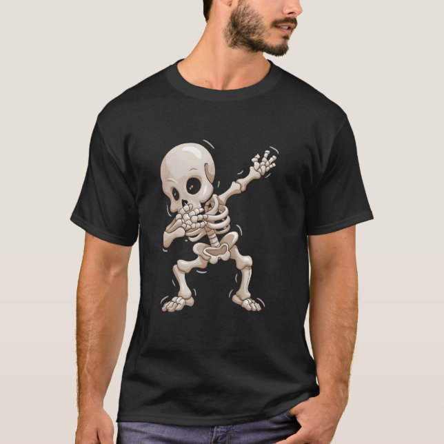 T-shirt Drôle Halloween Dabbing Skeleton Skull Dance C (Devant)