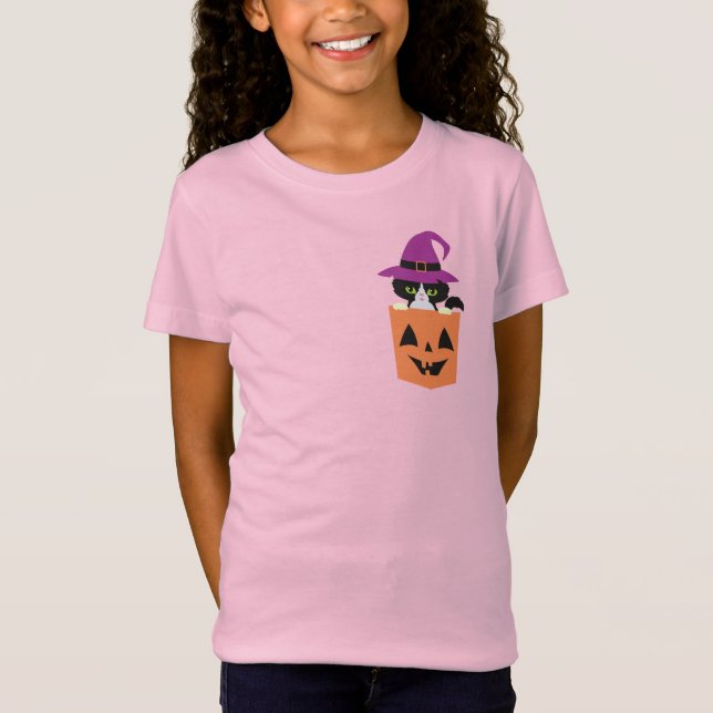 T-Shirt Drôle Halloween Kids Tee, Poche de sorcière de cha (Devant)